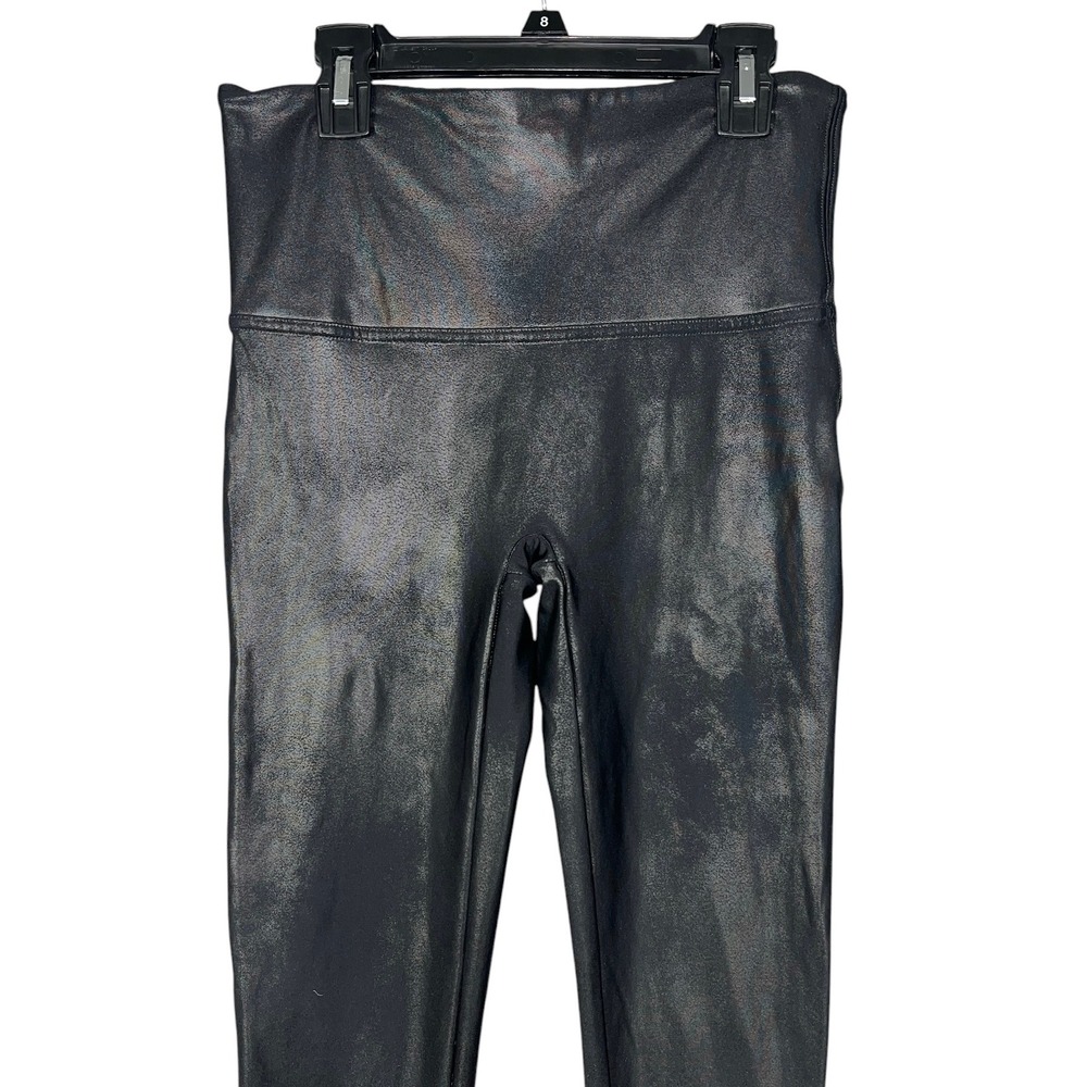 Spanx Faux Leather Leggings Womens Large Black High Rise Tummy Control 2437 - Picture 2 of 6